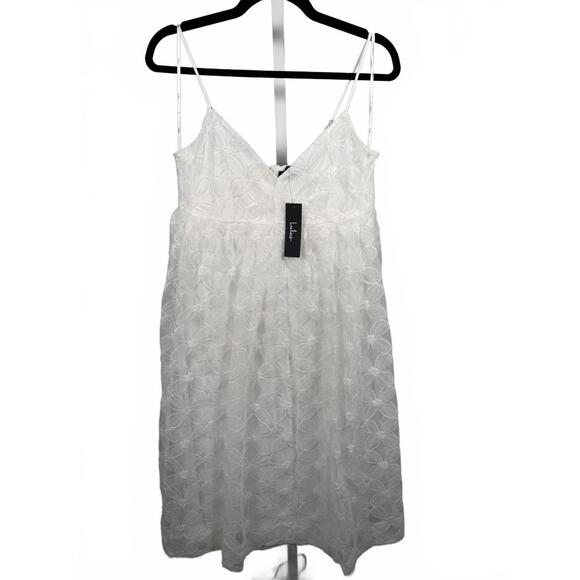 Lulus Radiate Elegance Ivory Floral Tulle Midi Dress - L NWT - Picture 3 of 9